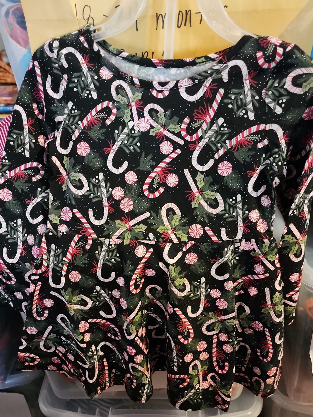 Nwt 2T The Children's Place Kids Black Candy Cane Print Everyday Dress